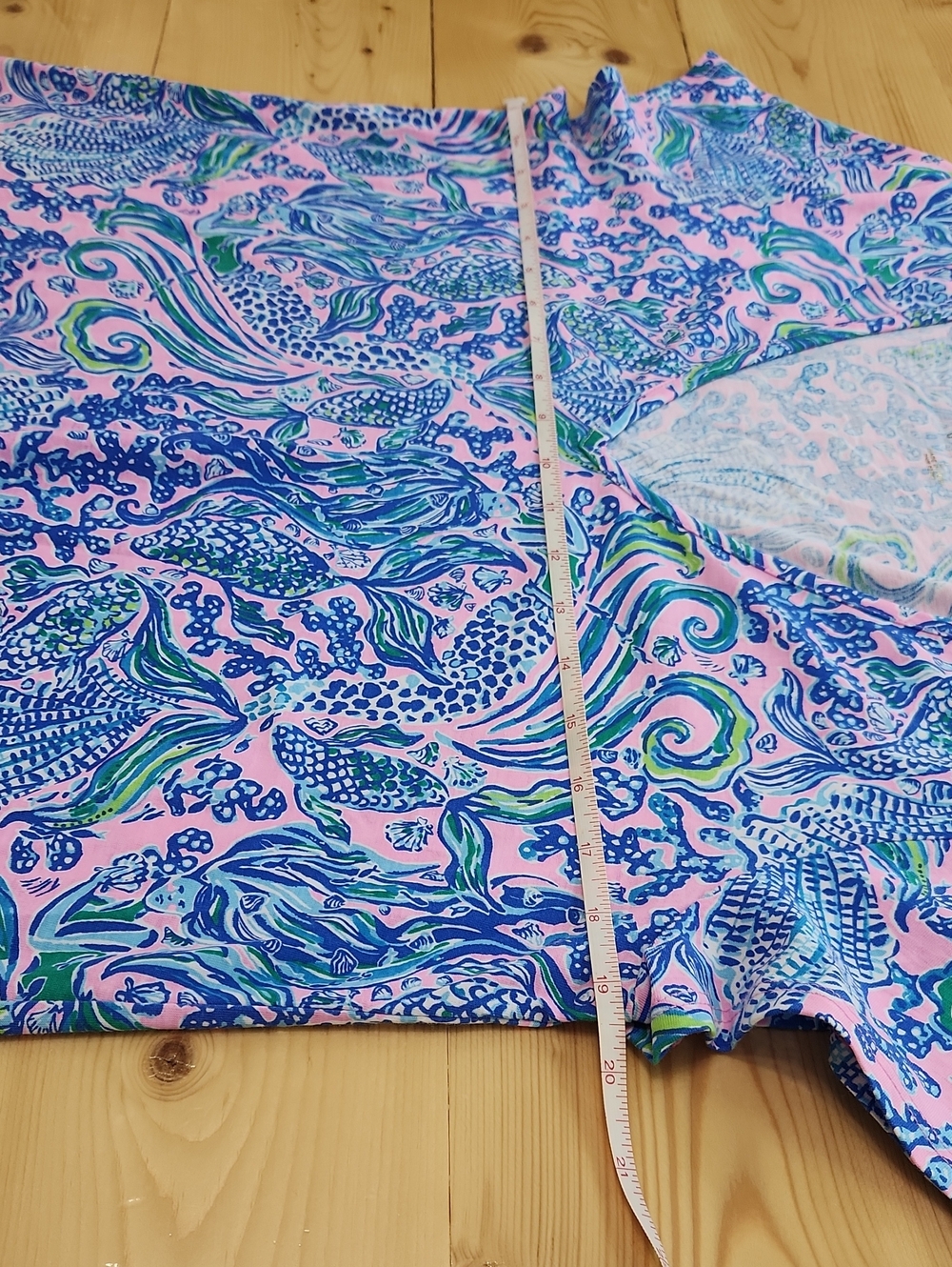 Lilly Pulitzer Etta Short Sleeve V-Neck Dress L We Mermaid It Pima Cotton Large - Picture 13 of 14